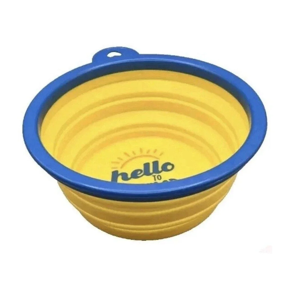 Banana Boat Bowls For Dogs Collapsible Travel Bowl Holds 34 Oz Yellow & Blue
